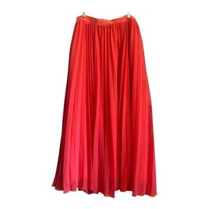 Kaktus Bright Coral Pleated Maxi Skirt, Size L, Excellent Condition